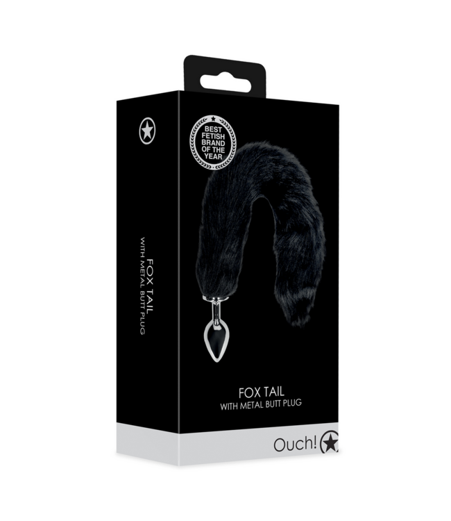 Ouch! Metalen Buttplug Met Zwarte Vossenstaart 11,7 cm Voor Rollenspellen