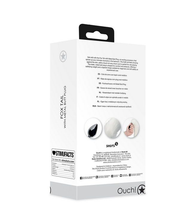 Ouch! Playful Fox Tail with Metal Butt Plug – Fluffy & Comfortable Fun
