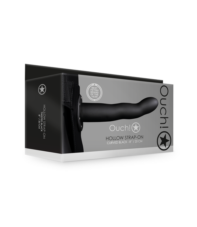 Ouch! Ouch! Hollow Strap-On Gebogen 20,6 cm Met Verstelbare Heupband Zwart