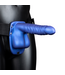 Ouch! Adjustable Ribbed Hollow Strap-On 9.9 cm in Metallic Blue