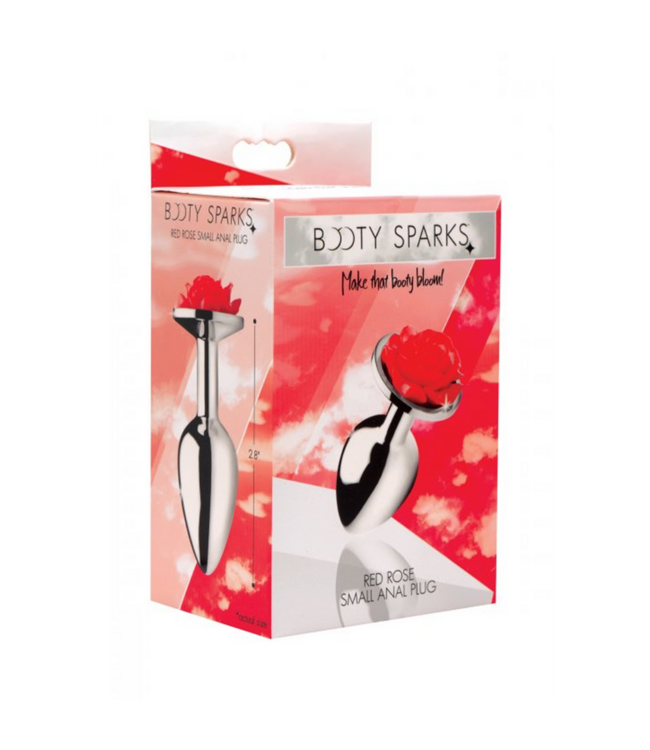 XR Brands Aluminium Rode Roos Buttplug Klein 11,6 cm Met Glanzende Bloem