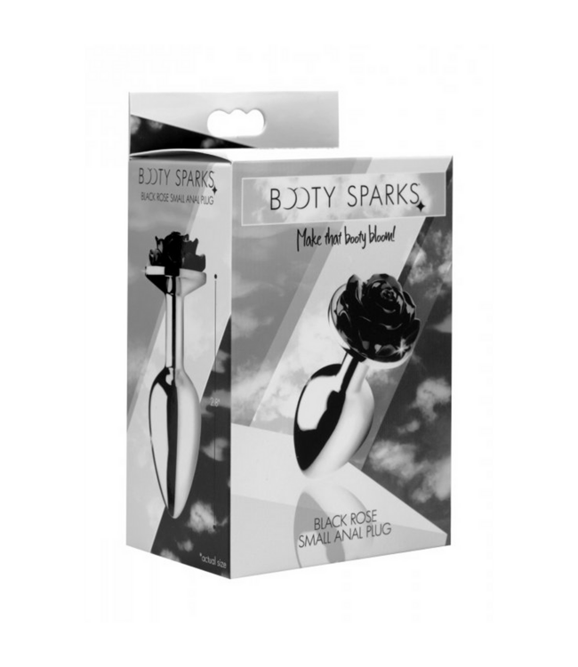 XR Brands Zwarte Roos Aluminium Butt Plug Klein 7,6 cm Met Gladde Afwerking