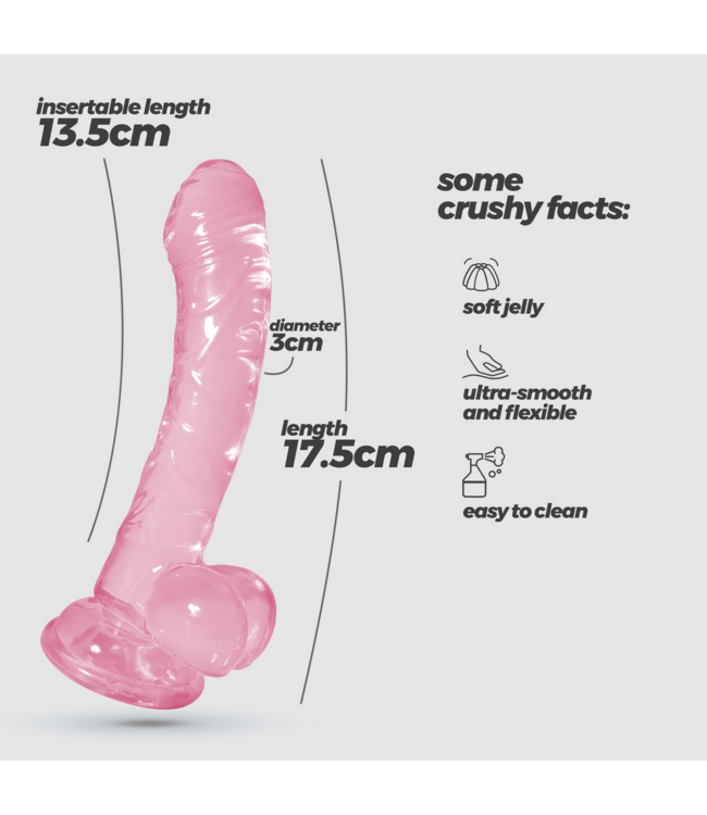 Crushious Crushious Flexibele Roze Anale Jelly Dildo 17,5 cm Met Zuignap Waterdicht