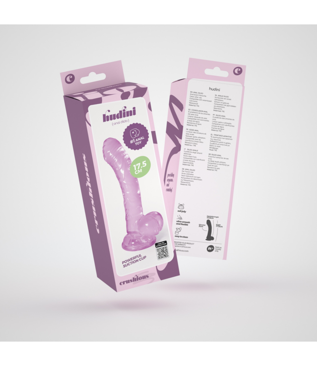 Crushious Hudini 17.5cm Purple Jelly Dildo - Flexible, Firm & Suction Cup
