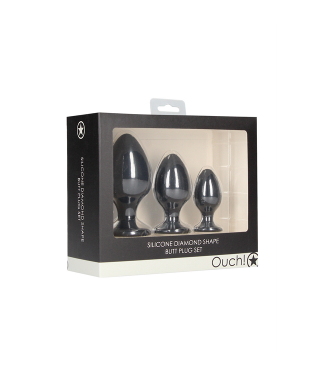 Ouch! Siliconen Butt Plug Set Met Zuignap 10cm – Taps Toelopend & Veilig