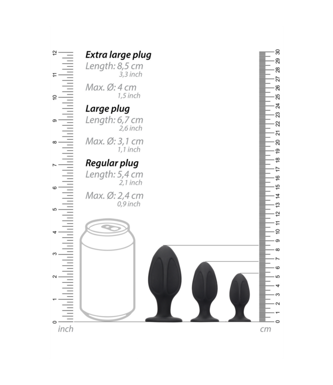 Ouch! Diamond-Shaped Silicone Butt Plug Set - 10cm Safe & Silky Soft