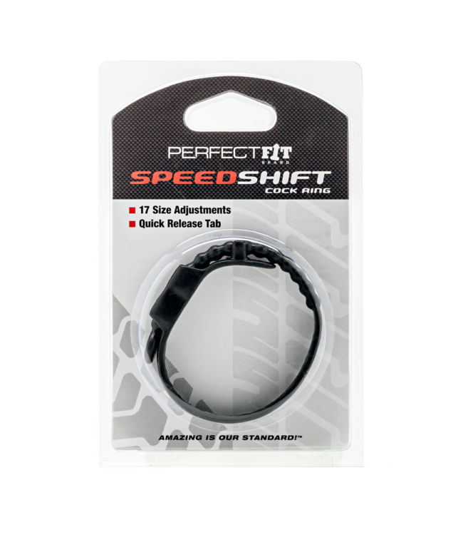 PerfectFitBrand Speed Shift Adjustable Cockring - 17 Sizes, Quick Release, Black
