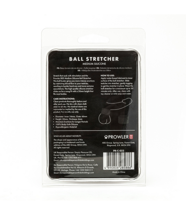 Prowler Red Medium Black Silicone Ball Stretcher - Comfort & Durable Design