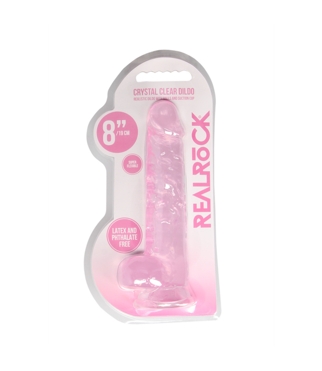RealRock RealRock Crystal Clear Dildo 21 cm Met Zuignap En Realistische Ballen