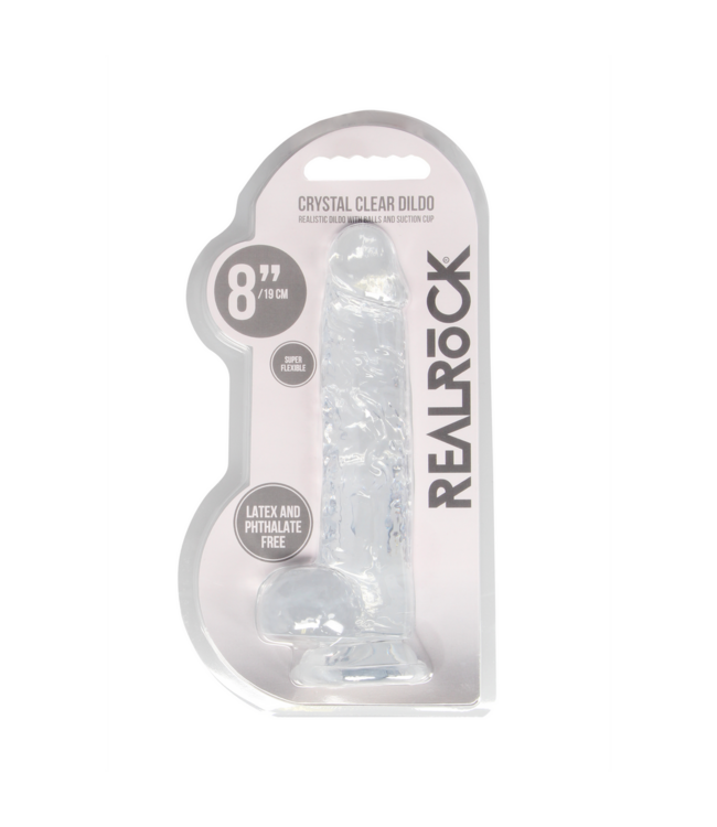 RealRock RealRock Crystal Clear Transparante Dildo 21 cm Met Zuignap En Ballen