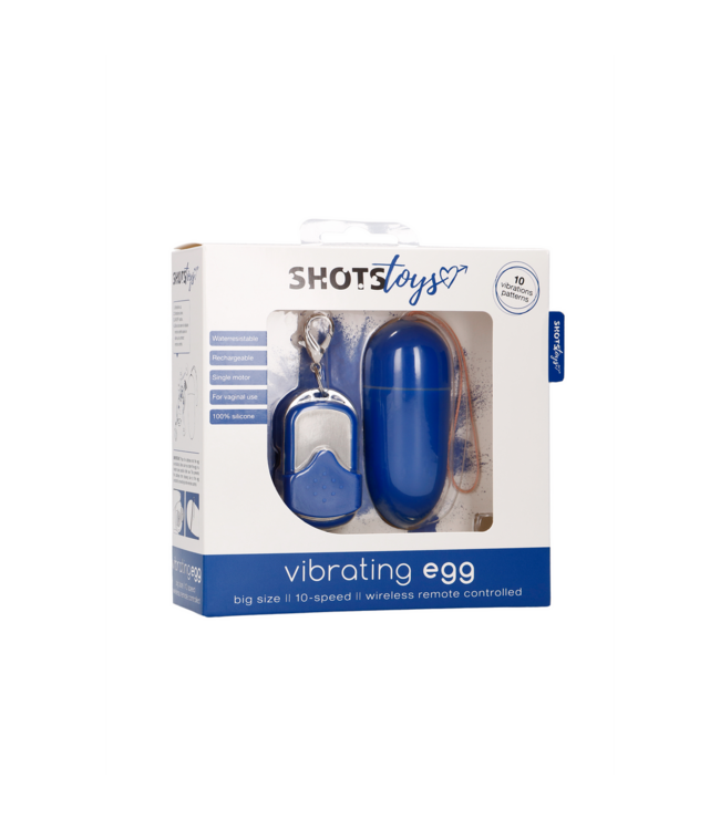 Shots Toys Blue Wireless Vibrating Egg with Remote - 10 Exciting Speeds