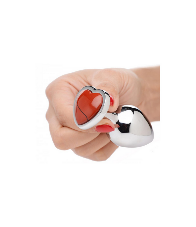 XR Brands Red Jasper Heart Butt Plug - Ignite Passion & Power (8.4 cm)