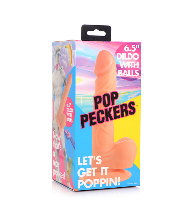 XR Brands Realistischer POP Dildo mit Hoden und starkem Saugnapf – 19 cm