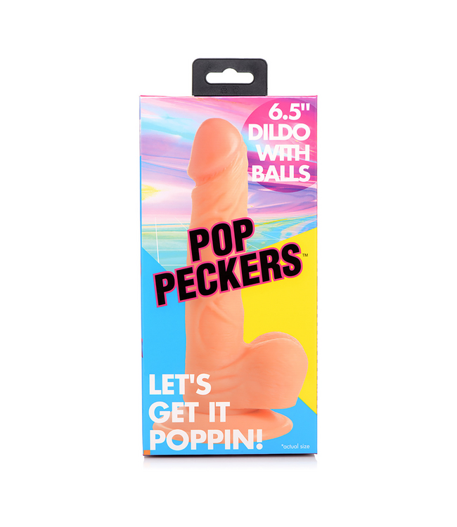 XR Brands Realistischer POP Dildo mit Hoden und starkem Saugnapf – 19 cm
