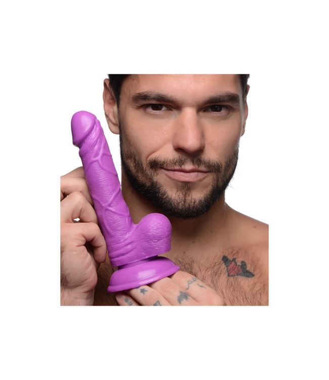XR Brands Flexibele Realistische Dildo 19 cm Met Zuignap En Ballen – Paars