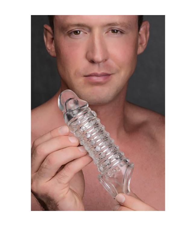 XR Brands Penis Sleeve Verstevigingshoes Met Ribbelstructuur Voor Extra Lengte En Stimulatiet