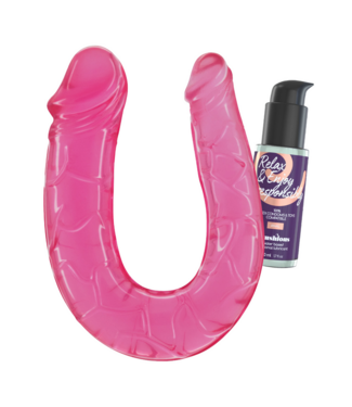 Crushious Crushious Flexibele Dubbele Dildo 11,5 cm Met Waterbasis Anaal Glijmiddel Roze