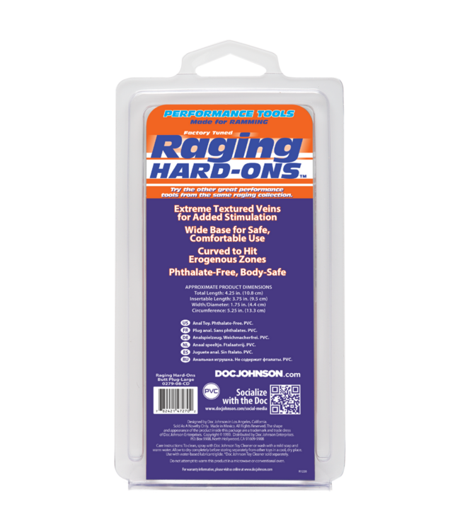 Doc Johnson Raging Hard-Ons Butt Plug 4 Vanille 10 cm – Realistisch, Veilig & Comfortabel