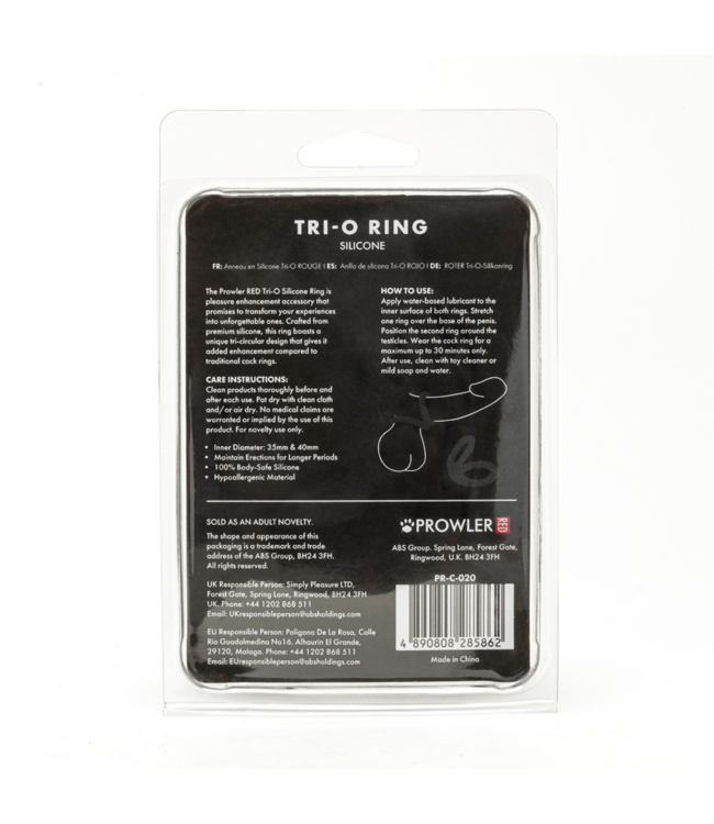 Prowler Red Prowler RED Drie-Cirkel Siliconen Penisring Zwart Voor Versterkte Erecties