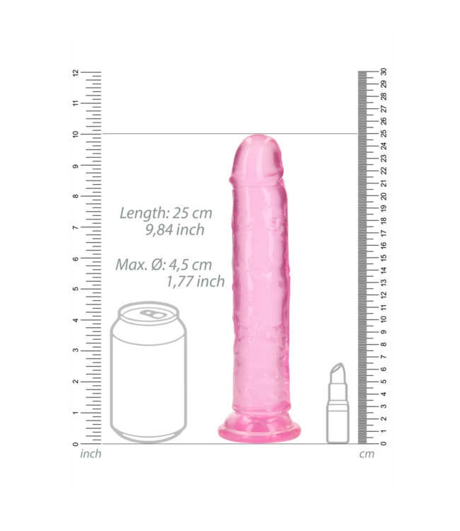 RealRock Crystal Clear Realistic Dildo with Suction Cup - 25 cm Length