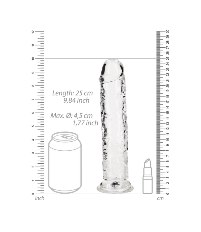 RealRock REALROCK Kristallklarer Dildo mit Saugnapf – 25 cm, phthalatfrei, sicher