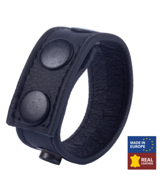 Red Leather Verstelbare Zwarte Cockring Van Plantaardig Gelooid Europees Leer 2,5 cm