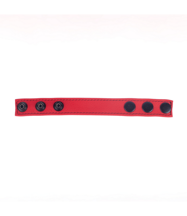 Red Leather Leren Verstelbare Cockring Met 3 Drukknopen | Duurzaam Rood Leer 2,5 cm