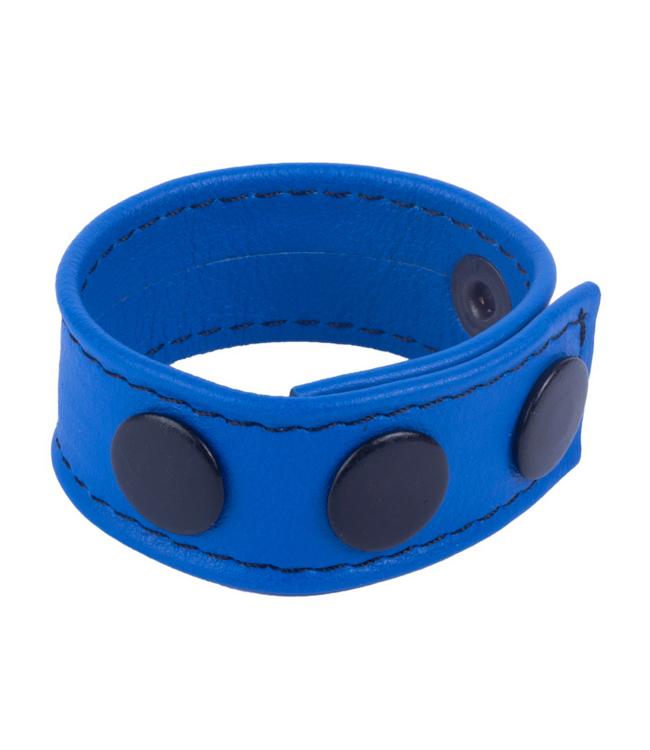 Red Leather Adjustable Blue & Red Leather Cock Ring for Enhanced Arousal