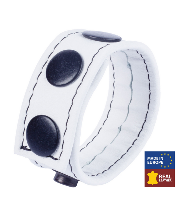 Red Leather Verstelbare Witte Leren Cockring Van Plantaardig Gelooid Rundleer 60mm