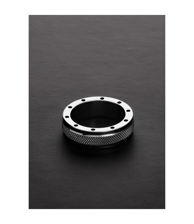 Steel by Shots Ventilated Steel Knurl Cockring Met Luchtcirculatie
