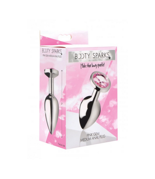 XR Brands Roze Aluminium Butt Plug 8,1 cm Met Taps Toelopend Design En Juweel