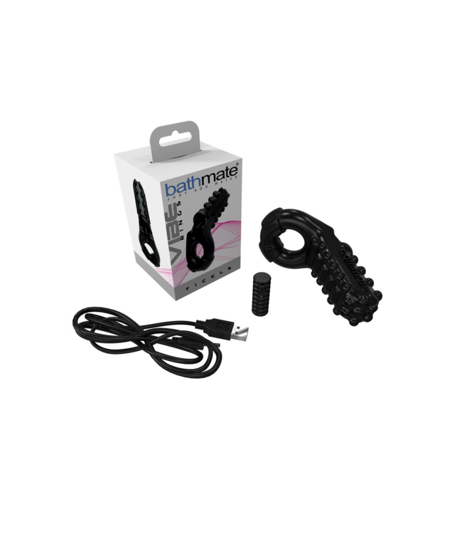 Bathmate Vibe Tickle Black Cock Ring - Powerful 3-Speed Vibrations for Intense Pleasure
