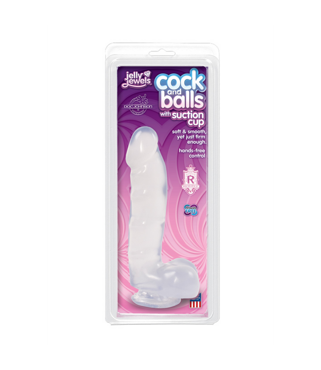 Doc Johnson Realistic Suction Cup Dildo with 6 Jelly Jewels - Hands-free Pleasure
