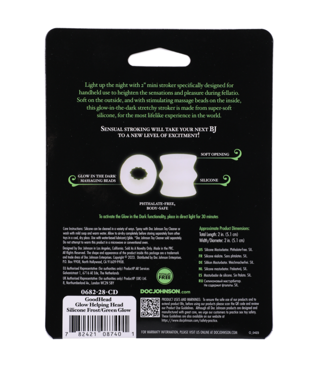 Doc Johnson Glow-in-the-Dark Silicone Masturbator Sleeve Met Massagebolletjes