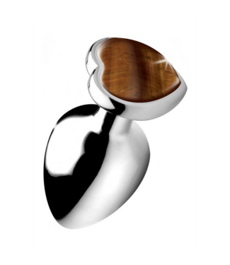 XR Brands Tiger Eye Hartvormige Anaal Plug Groot 9,4 cm – Aluminium XR Brands
