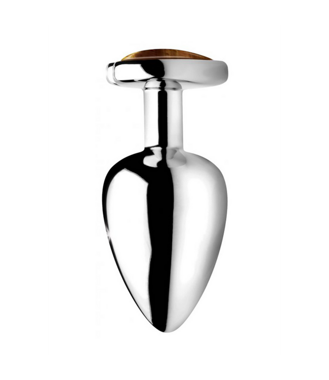 XR Brands Tiger Eye Hartvormige Anaal Plug Groot 9,4 cm – Aluminium XR Brands