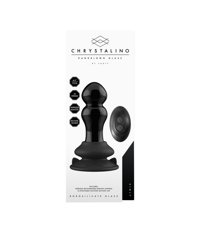 Chrystalino Rimly Vibrierender Glas-Buttplug mit Saugnapf und 10 Geschwindigkeiten