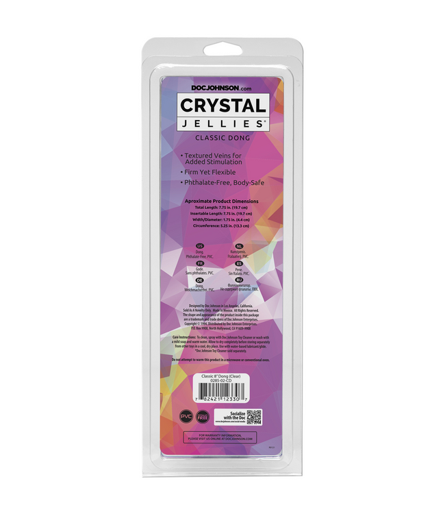 Doc Johnson Doc Johnson 8 Crystal Jellies Flexibele Dildo 19,3 cm Transparant