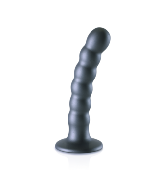 Ouch! Perlenbesetzter G-Punkt-Dildo 13,8 cm mit starkem Saugnapf - Gunmetal