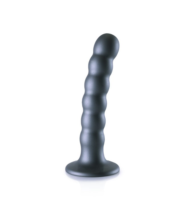 Ouch! Premium Beaded Silicone G-Spot Dildo with Suction Cup - Gunmetal