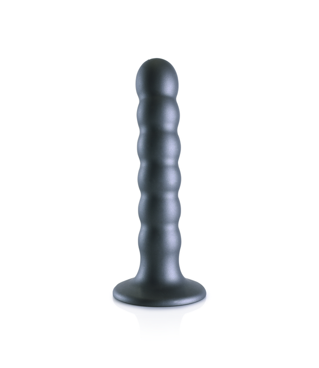 Ouch! Premium Beaded Silicone G-Spot Dildo with Suction Cup - Gunmetal