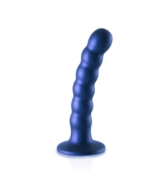 Ouch! Metallic Blue Beaded Silicone G-Spot Dildo with Suction Cup - 5"