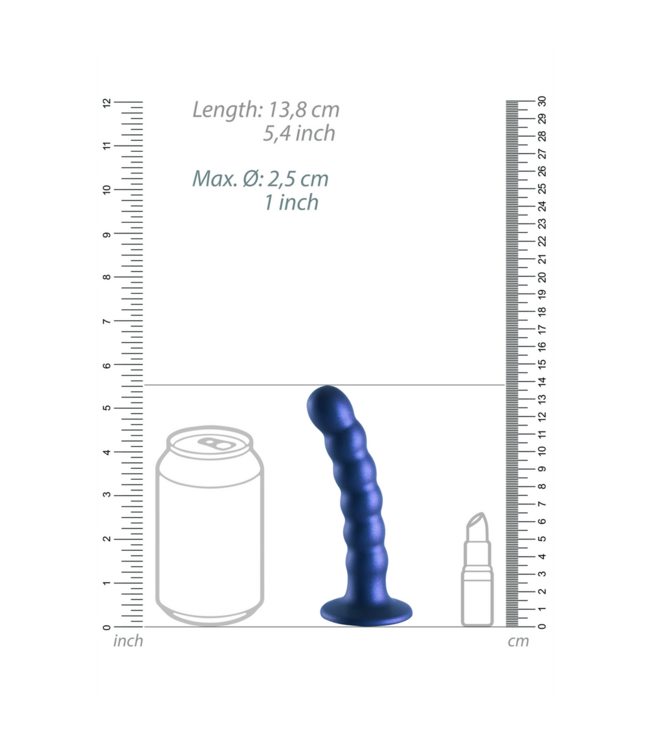 Ouch! Siliconen G-Spot Dildo Met Zuignap 13,8 cm Gebobbeld Metallic Blauw
