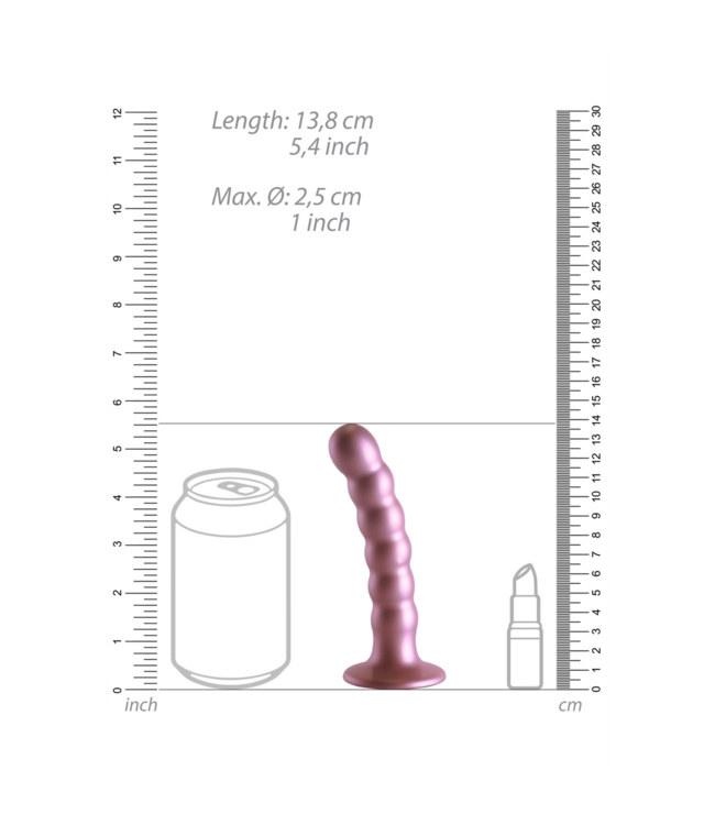 Ouch! Roségold G-Punkt-Dildo mit Perlen und Saugnapf 13 x 5,4 cm