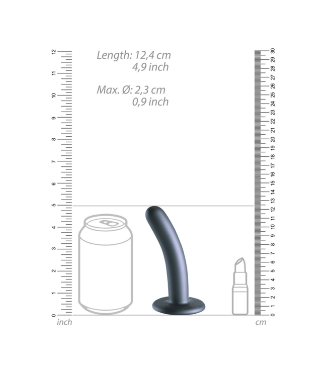 Ouch! Weicher G-Punkt-Dildo 12,4 cm in Gunmetal mit Saugnapf – Ouch!