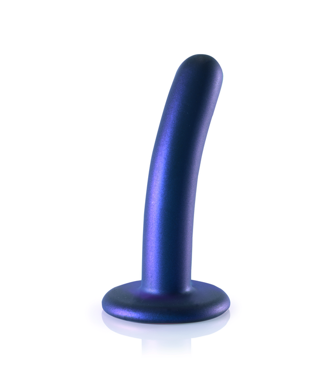 Ouch! G-Spot Dildo 12,4 cm Van Vloeibaar Siliconen Met Krachtige Zuignap Blauwe Metallic