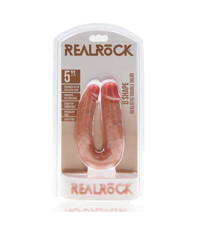 RealRock RealRock Realistische U-Vormige Dubbele Dildo 12,7 cm Vleeskleurig