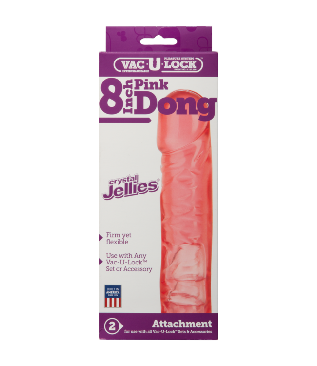Doc Johnson Vac-U-Lock Compatible Crystal Jelly Dildo 19,3 cm Roze Veilig & Antislip