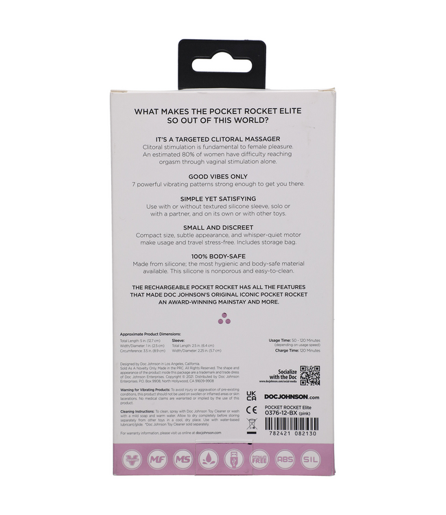 Doc Johnson Elite Mini-Vibrator Rosa - Wiederaufladbar, Diskret & Kraftvoll