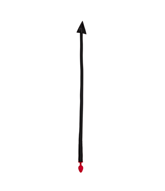 Ouch! Siliconen Anaalplug Met PU-Leer Staart 15 cm – Zwart/Rood
